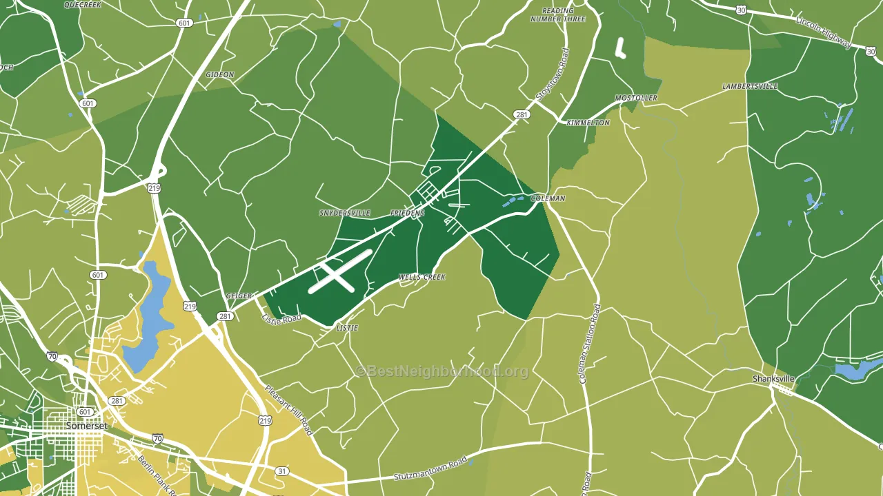 Friedens, PA block-group voter-turnout map