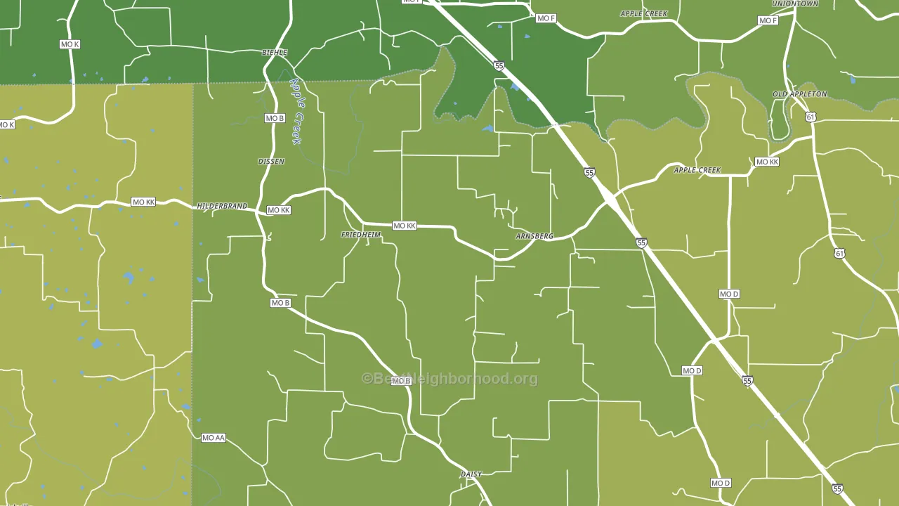 Friedheim, MO block-group voter-turnout map