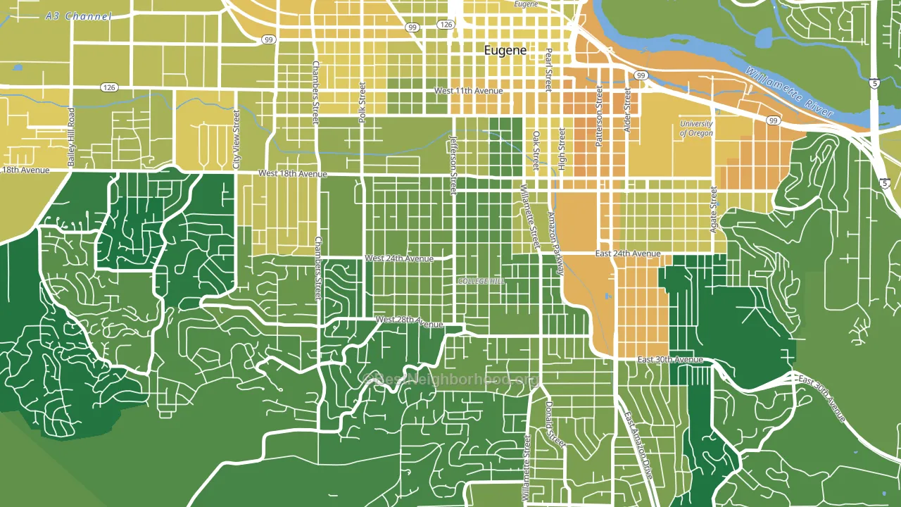 Friendly, Eugene, OR block-group voter-turnout map