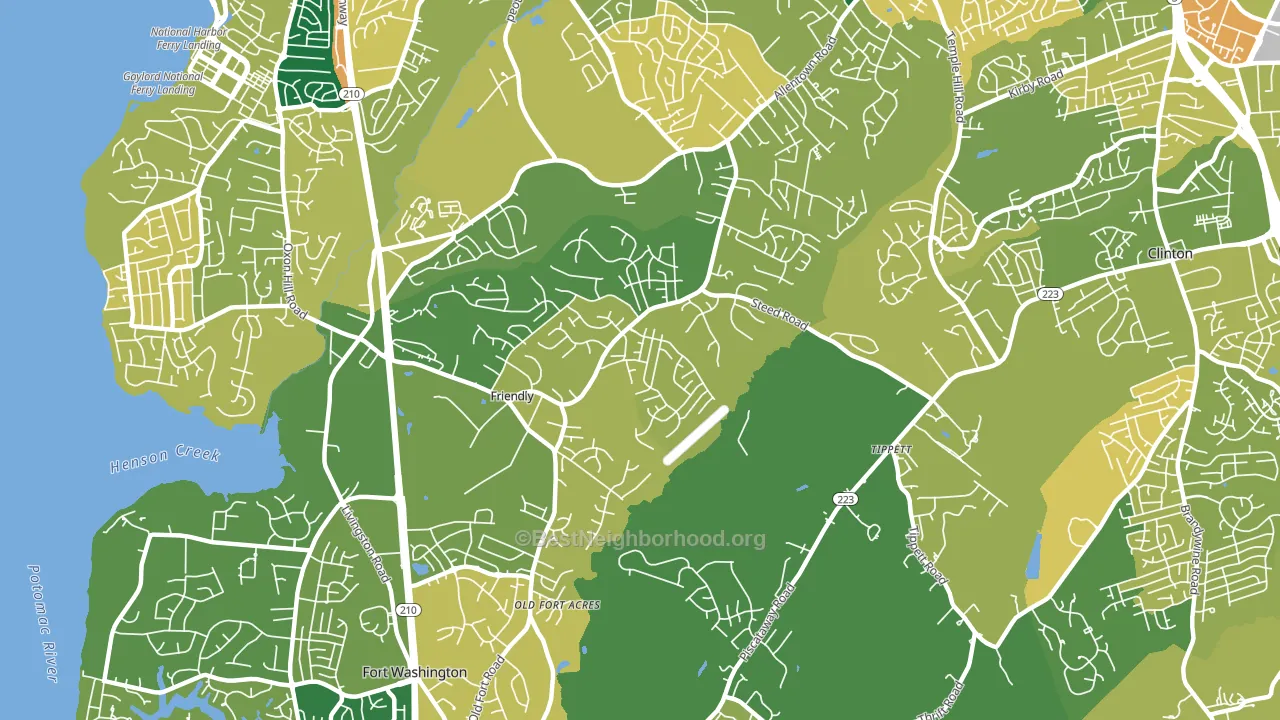 Friendly, Fort Washington, MD block-group voter-turnout map