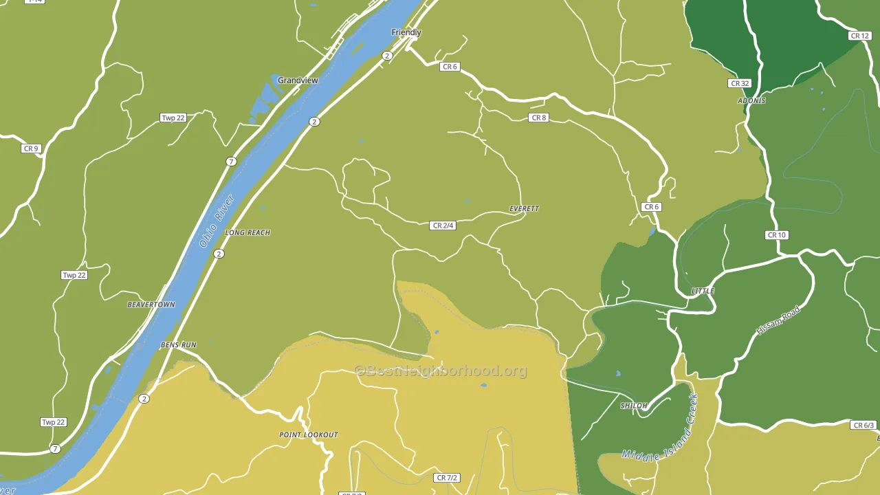 Friendly, WV block-group voter-turnout map