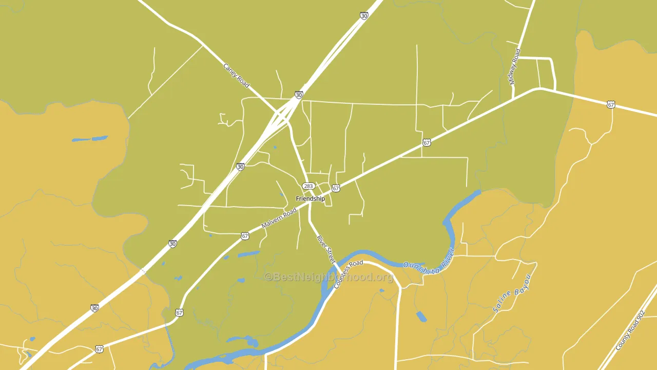 Friendship, AR block-group voter-turnout map