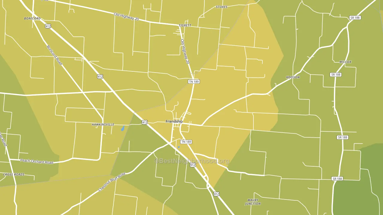 Friendship, TN block-group voter-turnout map