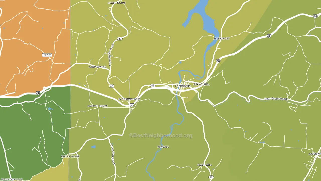 Friendsville, MD block-group voter-turnout map
