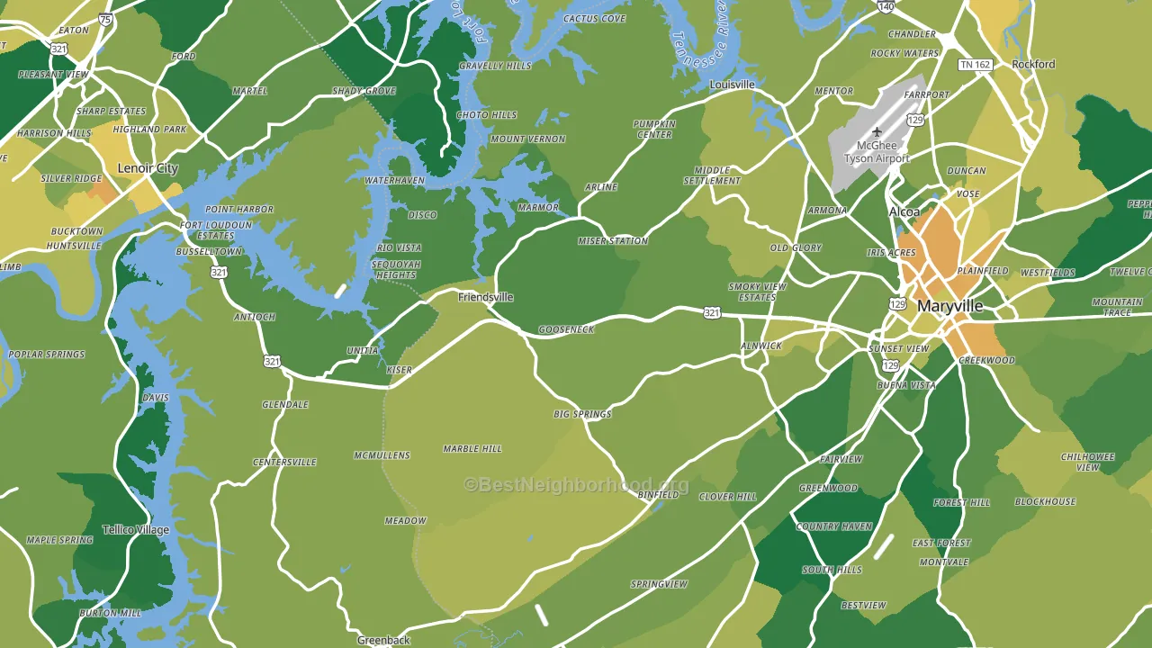 Friendsville, TN block-group voter-turnout map
