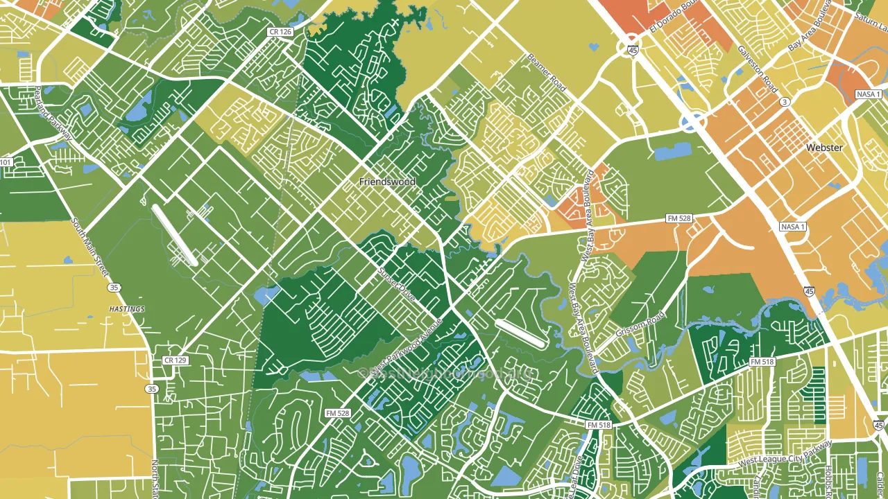 Friendswood, TX block-group voter-turnout map