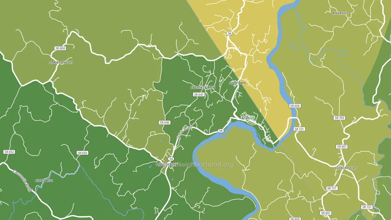Fries, VA block-group voter-turnout map