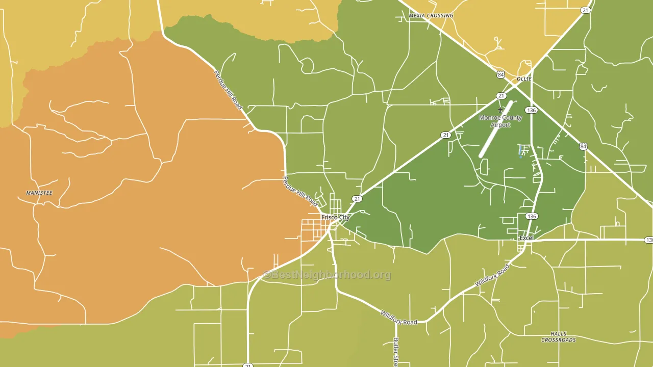Frisco City, AL block-group voter-turnout map