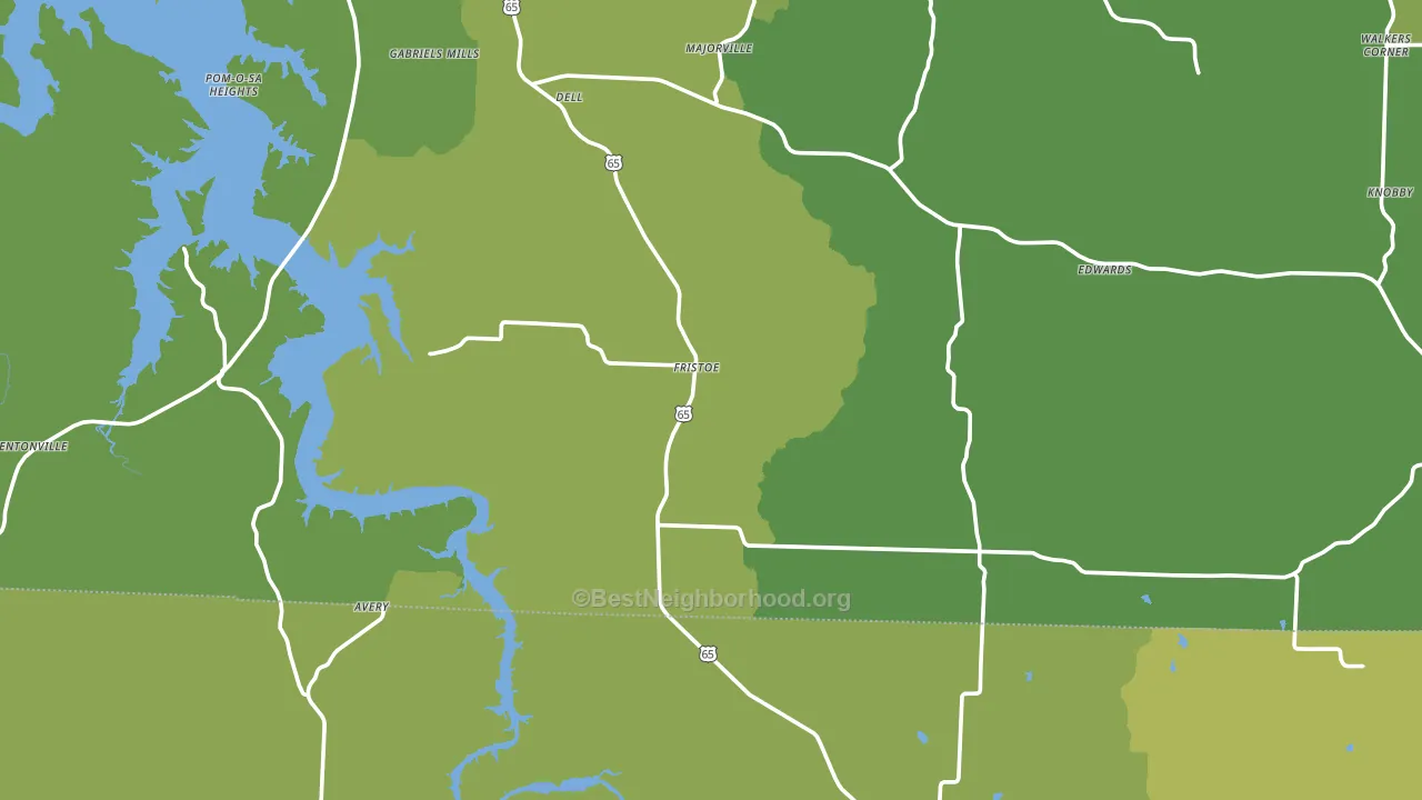 Fristoe, MO block-group voter-turnout map