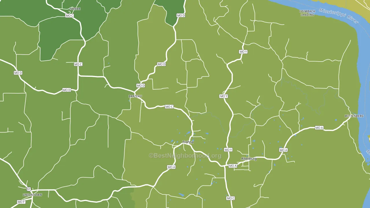 Frohna, MO block-group voter-turnout map