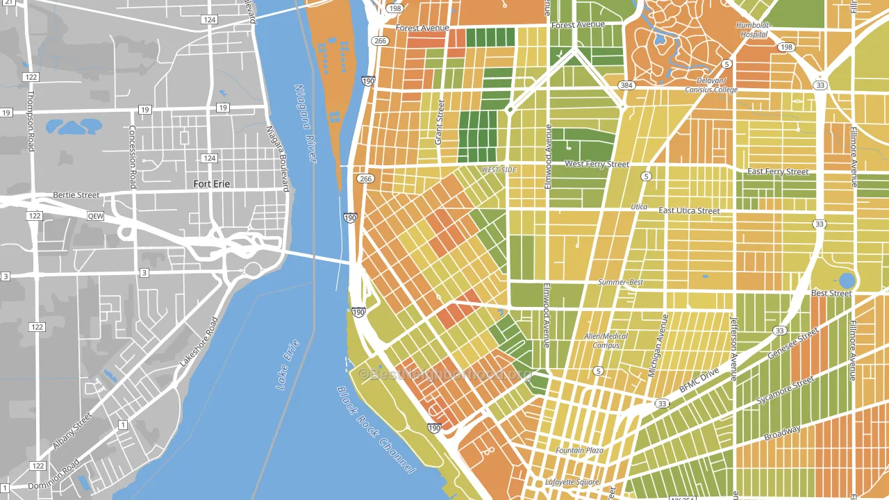 Front Park, Buffalo, NY block-group voter-turnout map
