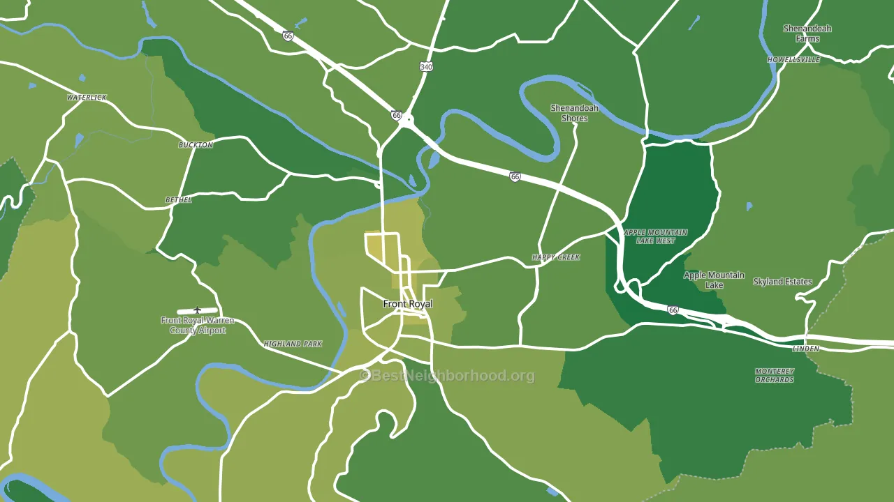 Front Royal, VA block-group voter-turnout map