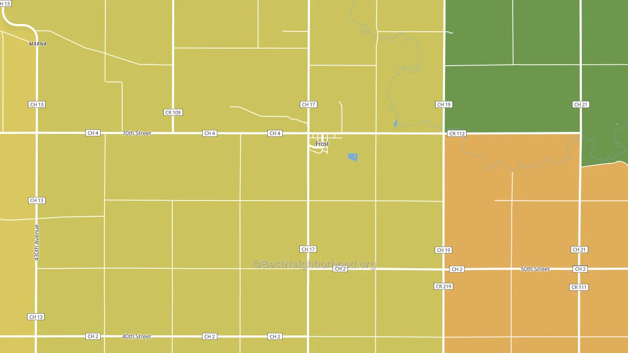 Frost, MN block-group voter-turnout map