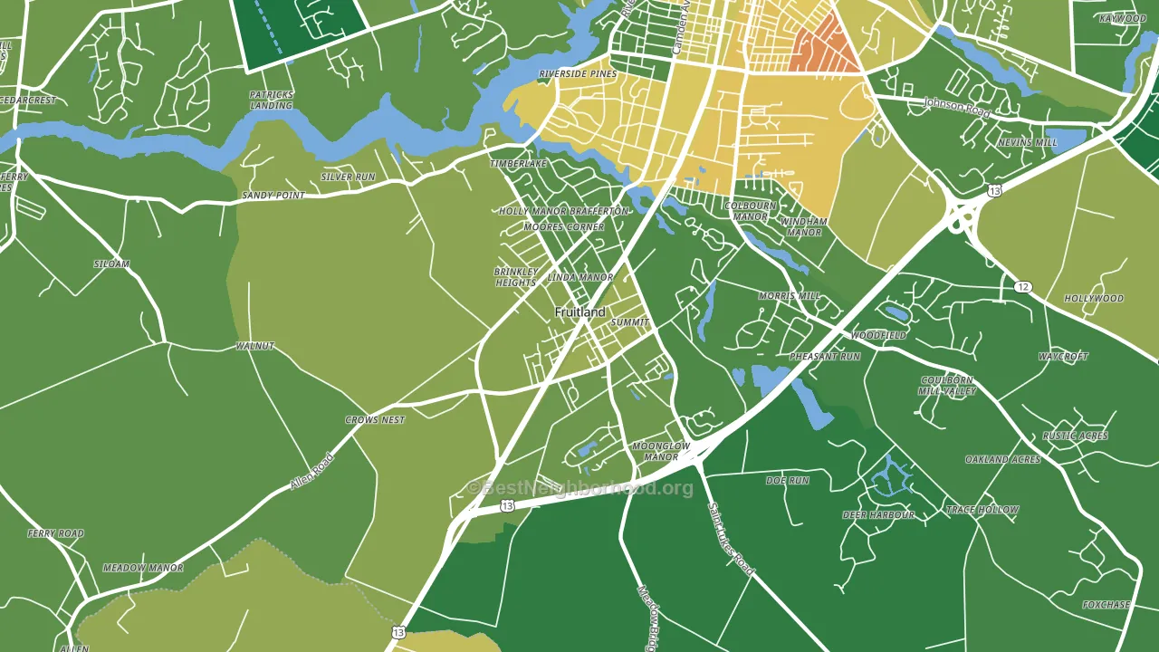 Fruitland, MD block-group voter-turnout map