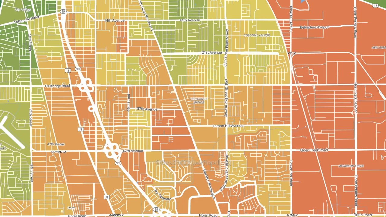 Fruitridge Manor, Sacramento, CA block-group voter-turnout map