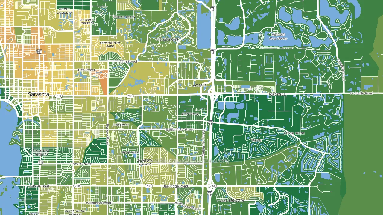 Fruitville, FL block-group voter-turnout map
