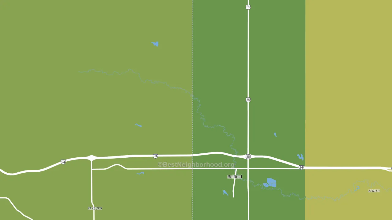 Fryburg, ND block-group voter-turnout map