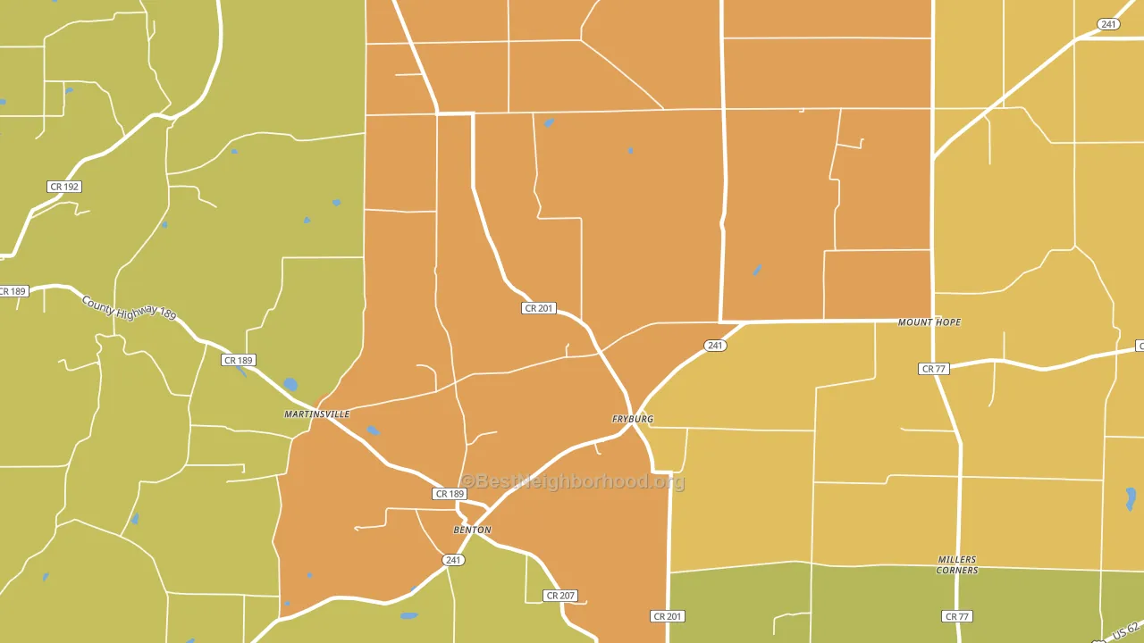 Fryburg, OH block-group voter-turnout map