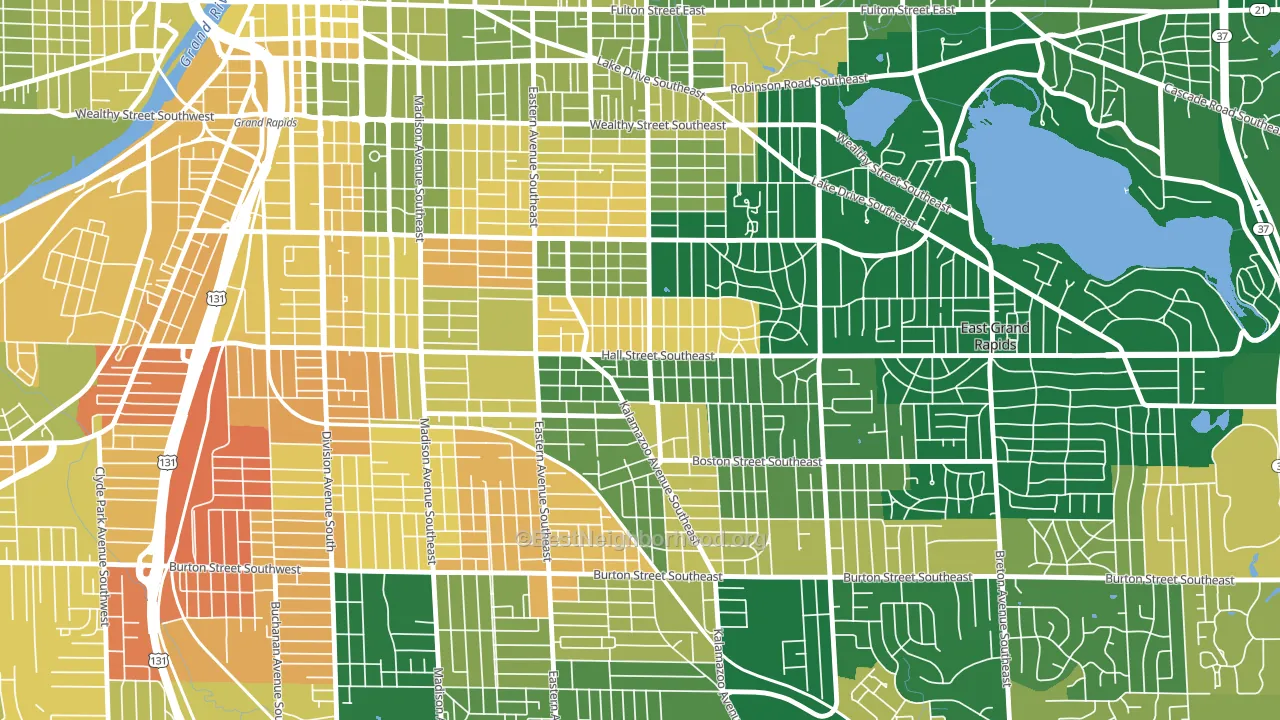 Fuller Avenue, Grand Rapids, MI block-group voter-turnout map