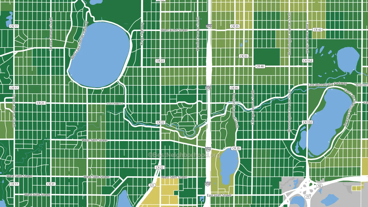Fuller Tangletown, Minneapolis, MN block-group voter-turnout map