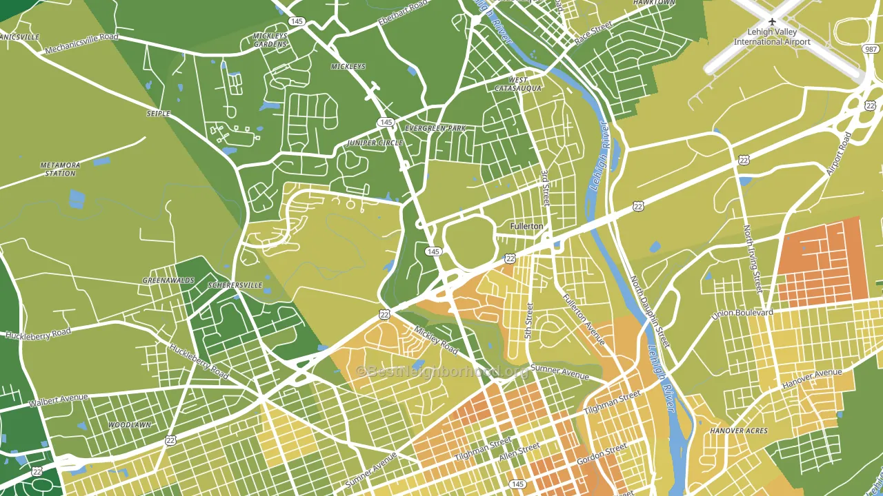 Fullerton, PA block-group voter-turnout map