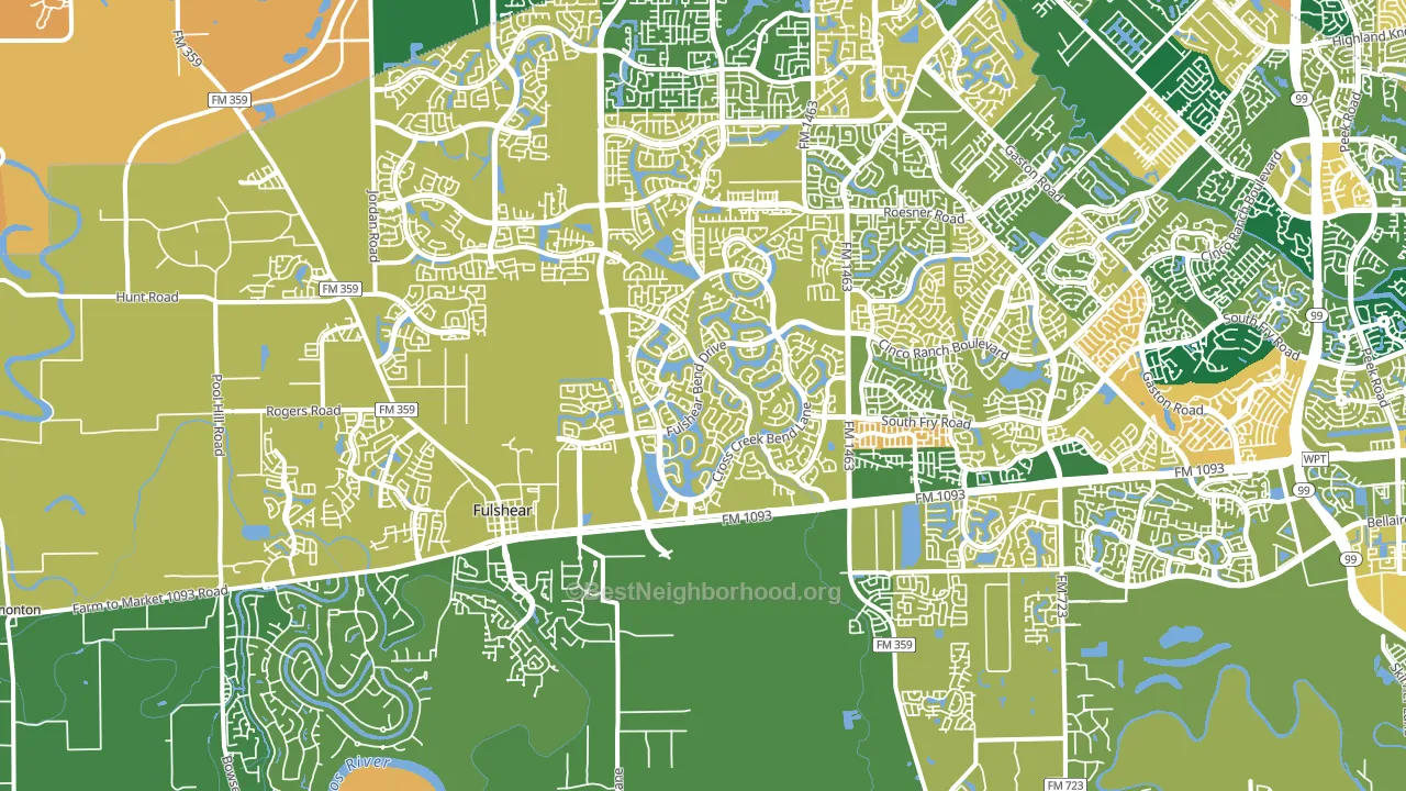 Fulshear, TX block-group voter-turnout map