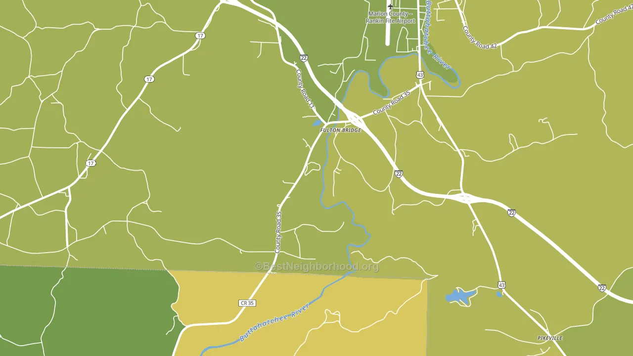 Fulton Bridge, AL block-group voter-turnout map