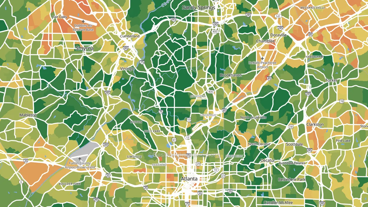 Fulton County, GA block-group voter-turnout map