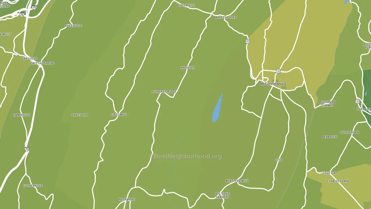 Fulton County, PA block-group voter-turnout map