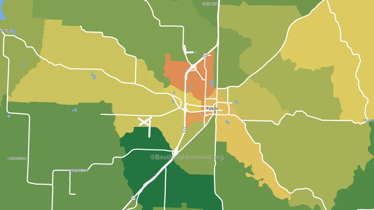 Fulton, MO block-group voter-turnout map