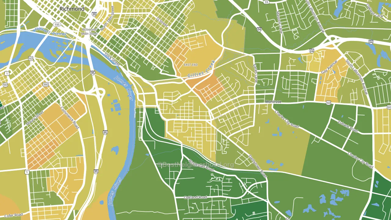 Fulton, Montrose Heights, VA block-group voter-turnout map