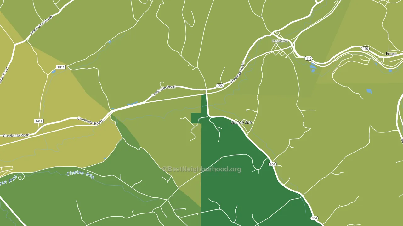 Fulton Run, PA block-group voter-turnout map
