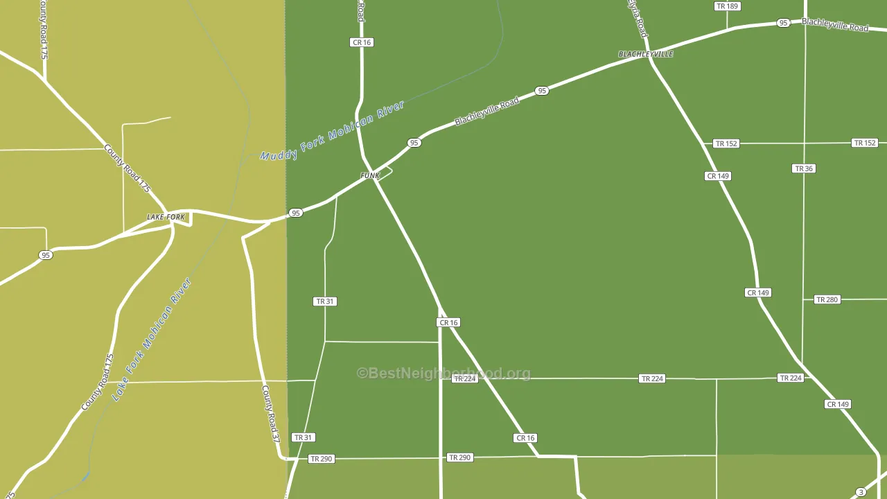 Funk, OH block-group voter-turnout map