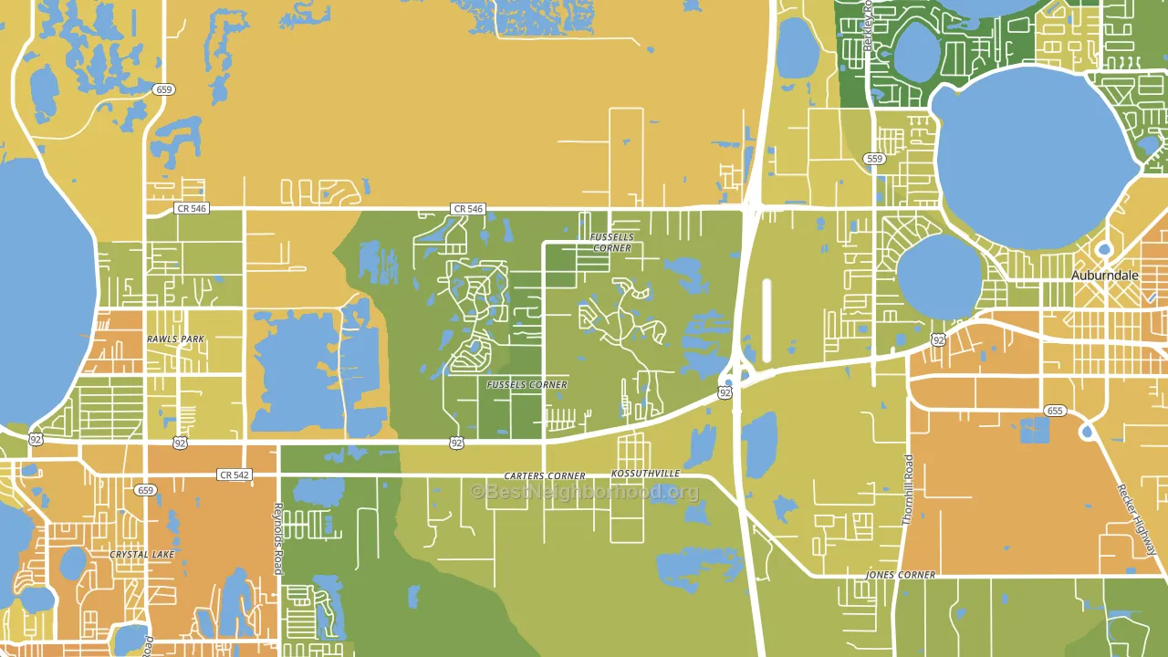 Fussels Corner, FL block-group voter-turnout map