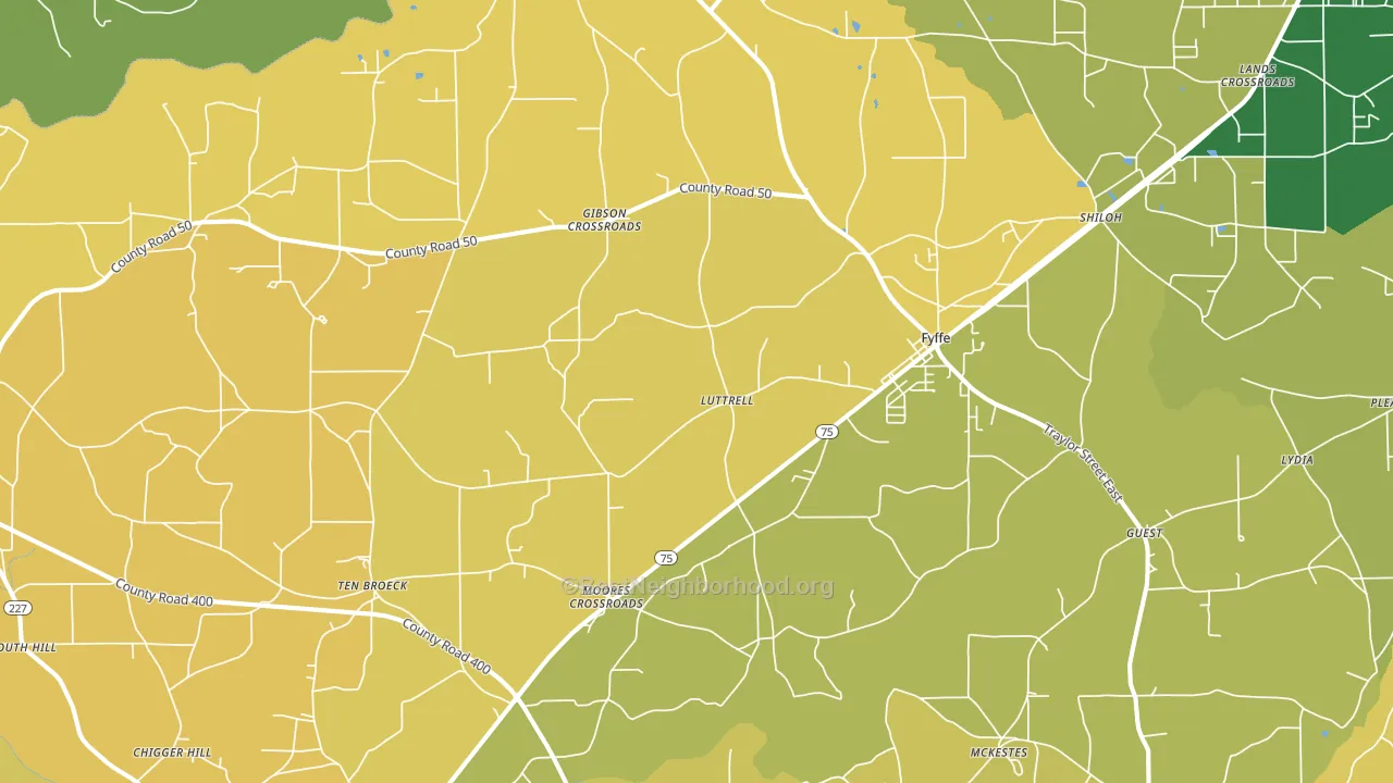 Fyffe, AL block-group voter-turnout map