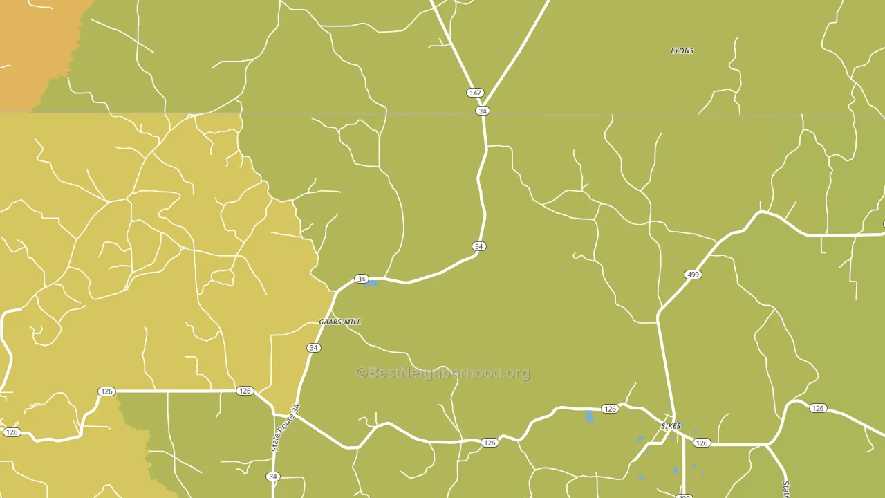 Gaars Mill, LA block-group voter-turnout map