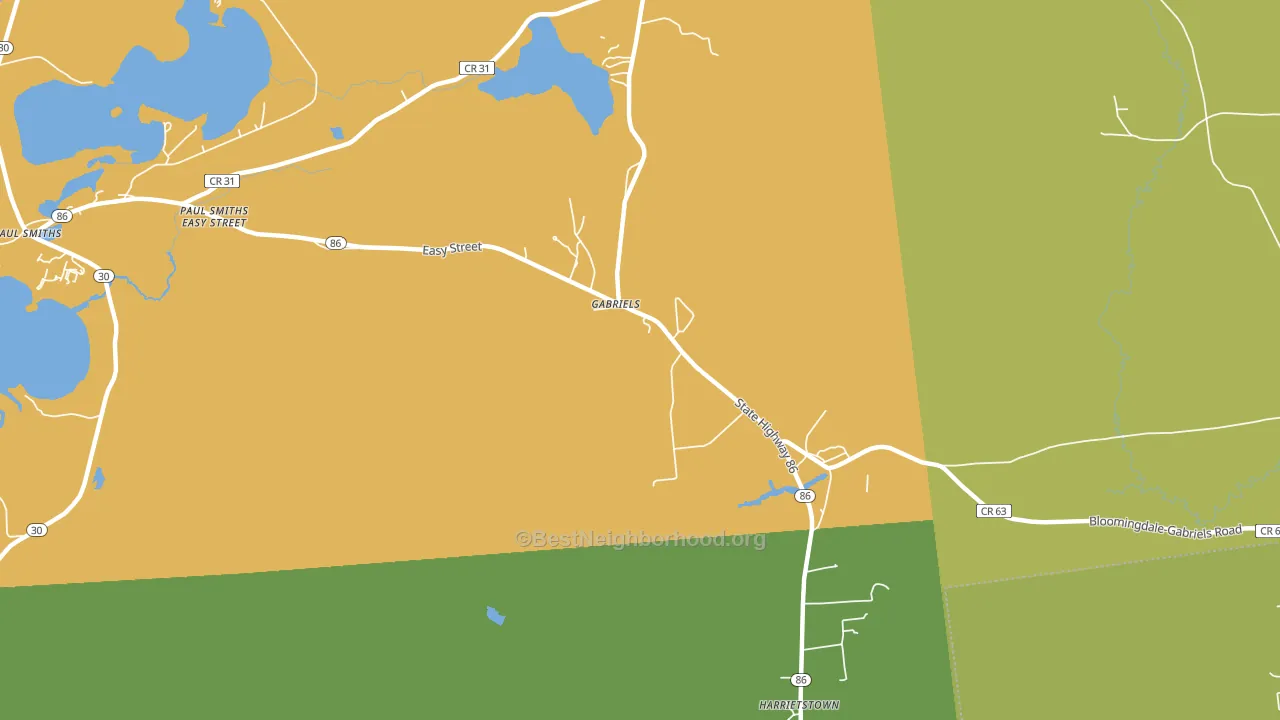 Gabriels, NY block-group voter-turnout map