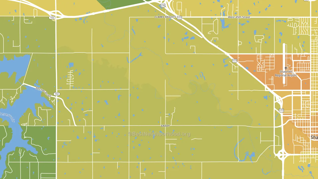 Gaddy, OK block-group voter-turnout map