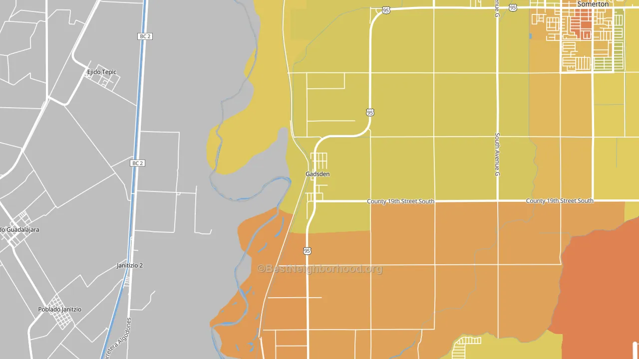 Gadsden, AZ block-group voter-turnout map