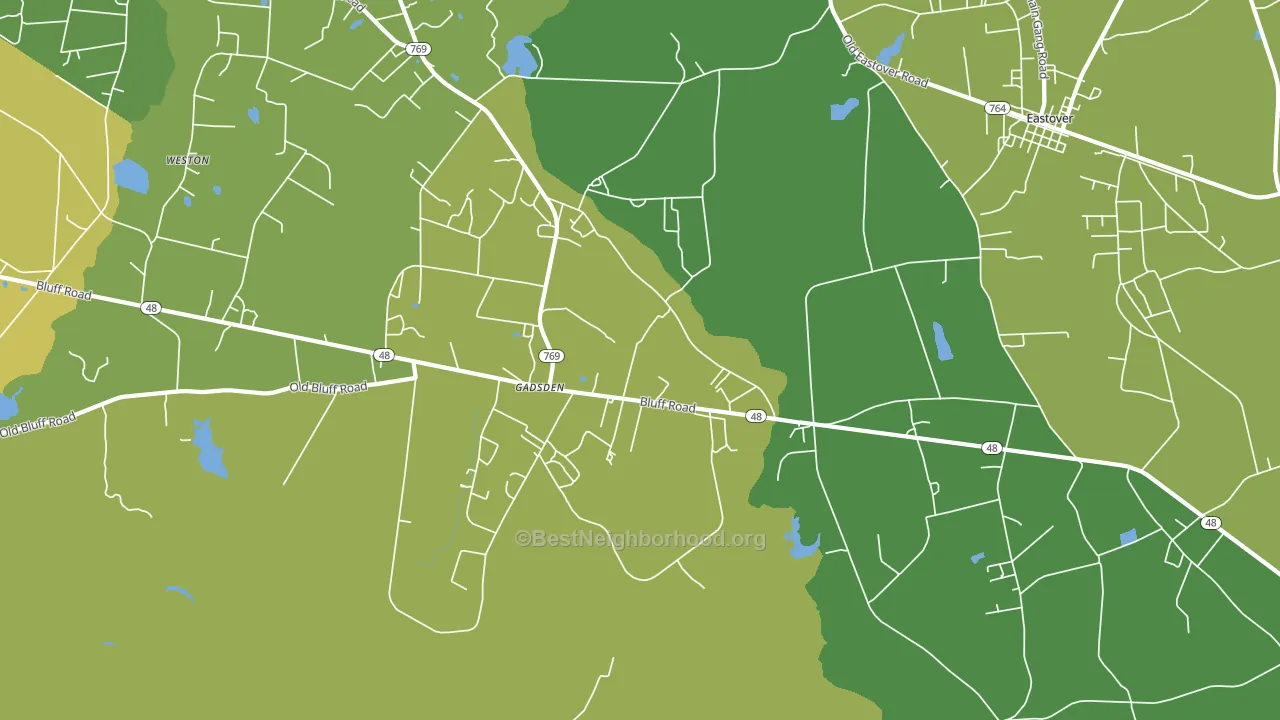 Gadsden, SC block-group voter-turnout map