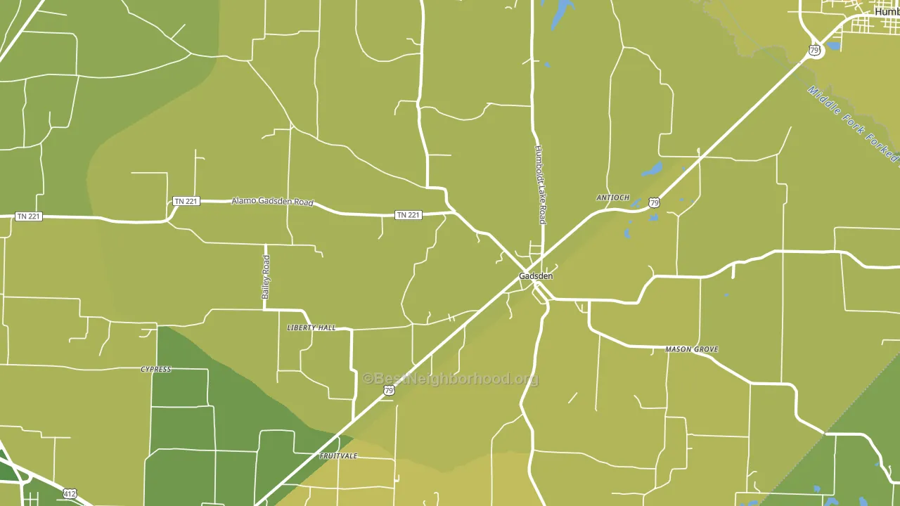 Gadsden, TN block-group voter-turnout map