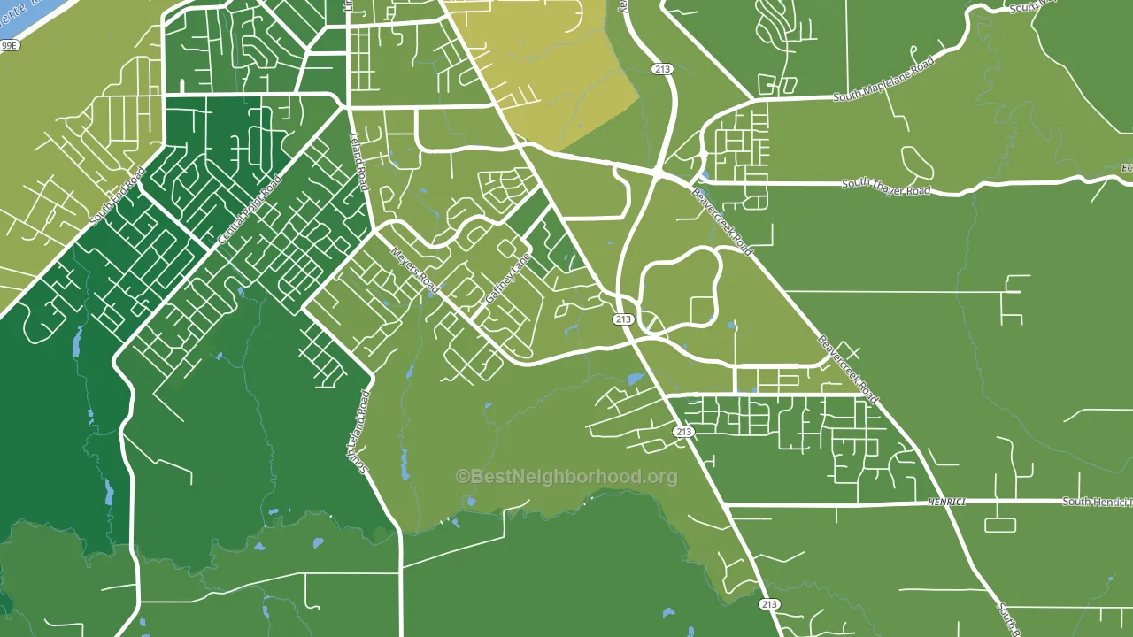 Gaffney Lane, Oregon City, OR block-group voter-turnout map