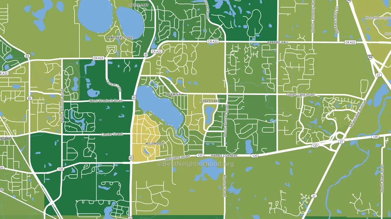 Gages Lake, IL block-group voter-turnout map