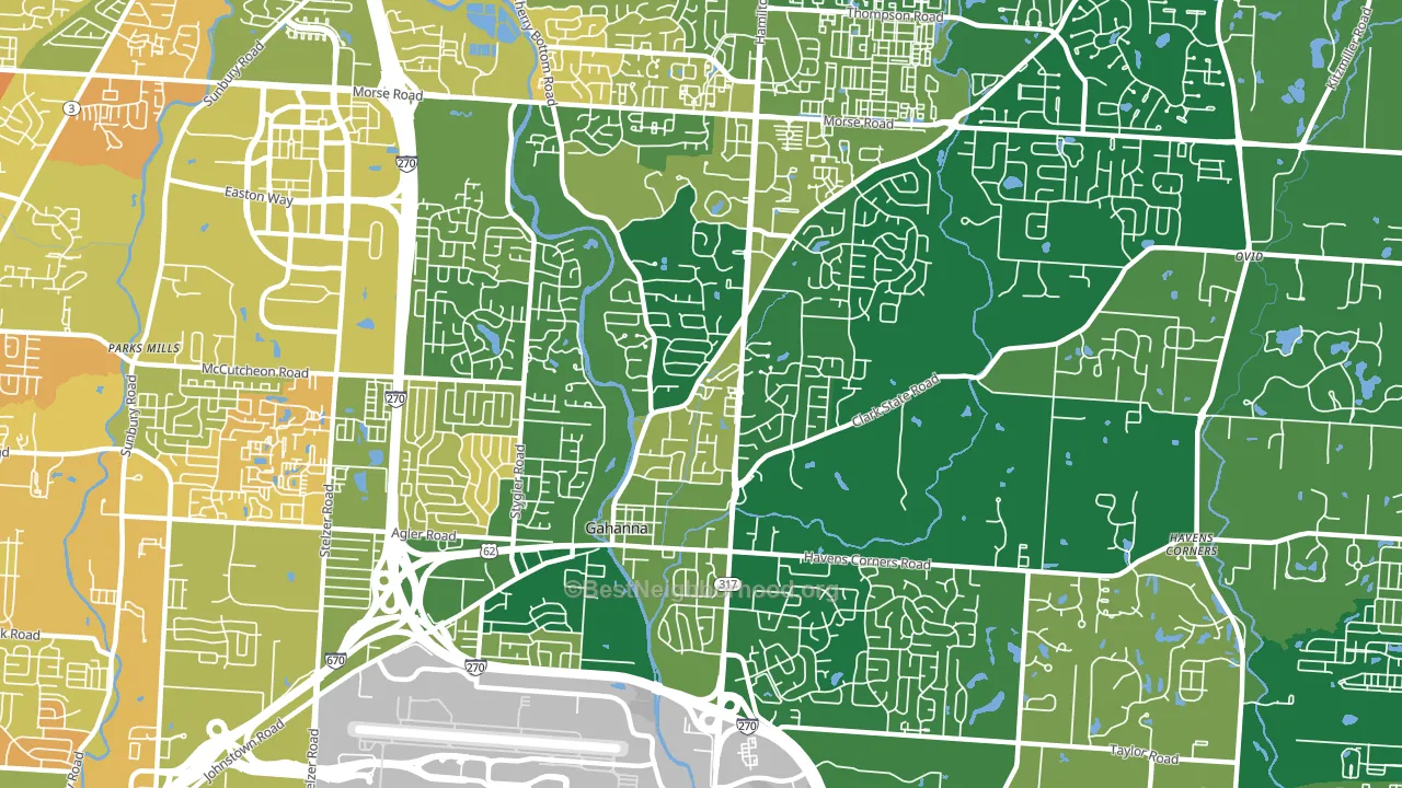 Gahanna, OH block-group voter-turnout map