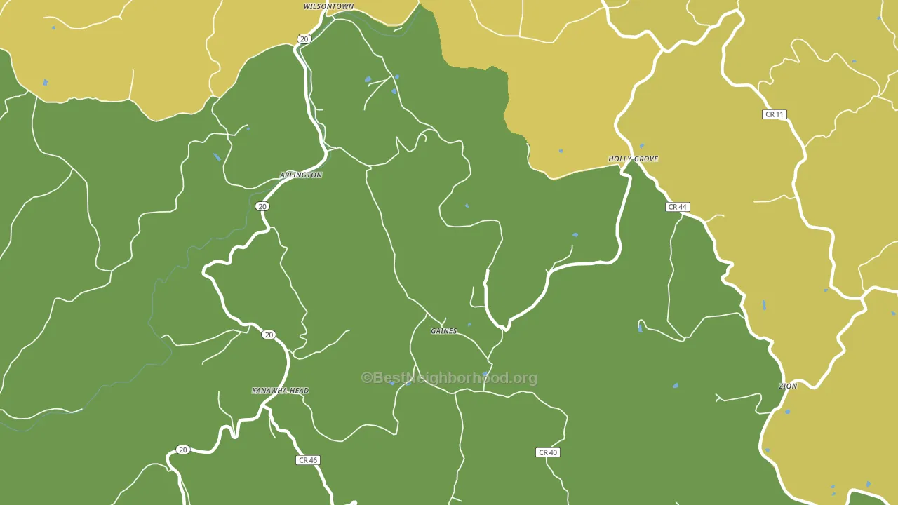 Gaines, WV block-group voter-turnout map