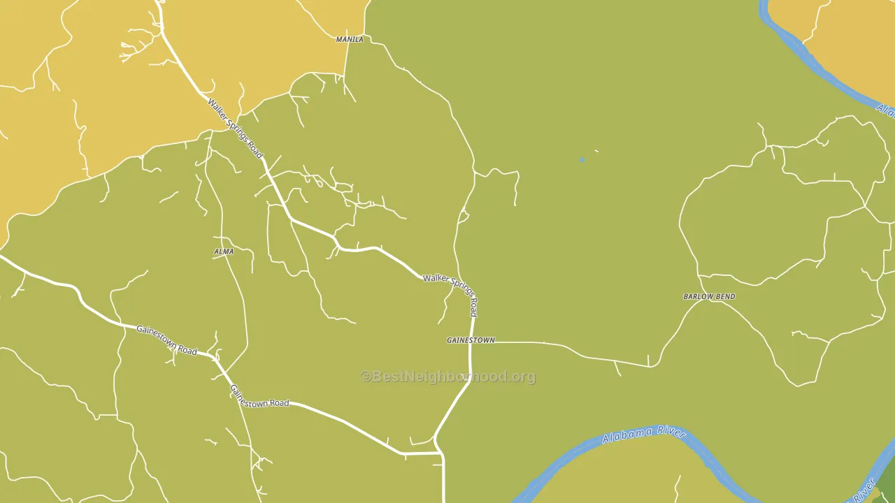Gainestown, AL block-group voter-turnout map