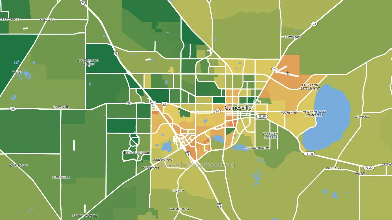 Gainesville, FL block-group voter-turnout map