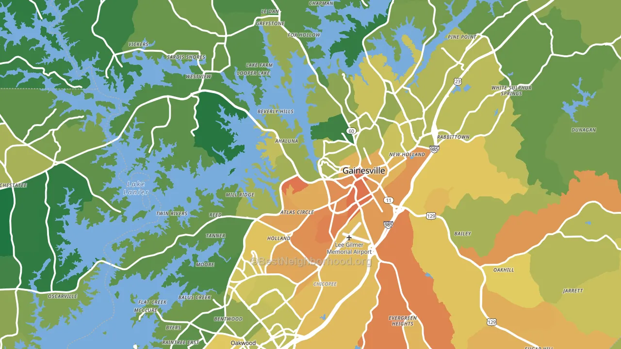 Gainesville, GA block-group voter-turnout map