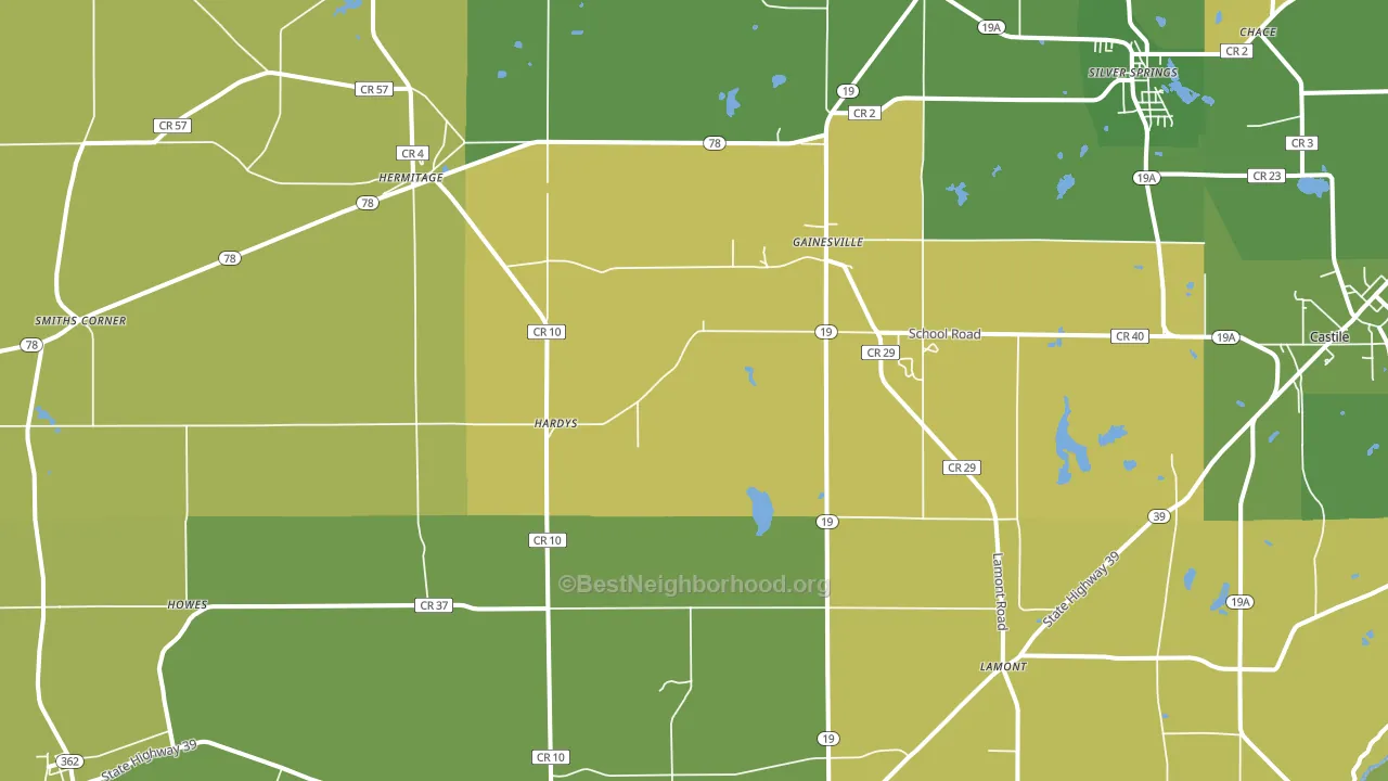 Gainesville, NY block-group voter-turnout map