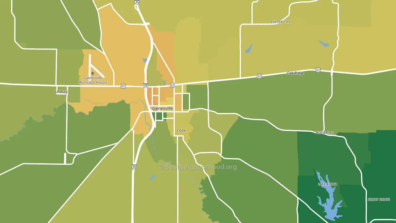 Gainesville, TX block-group voter-turnout map